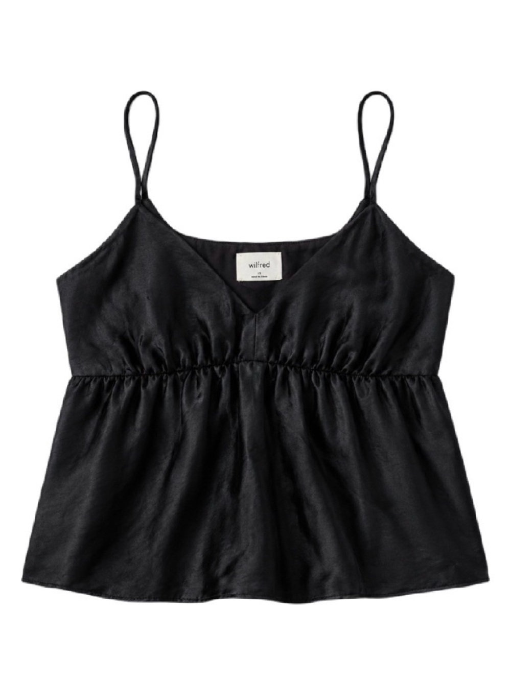 Wilfred Black Satin Crop Cami - Slim Straps